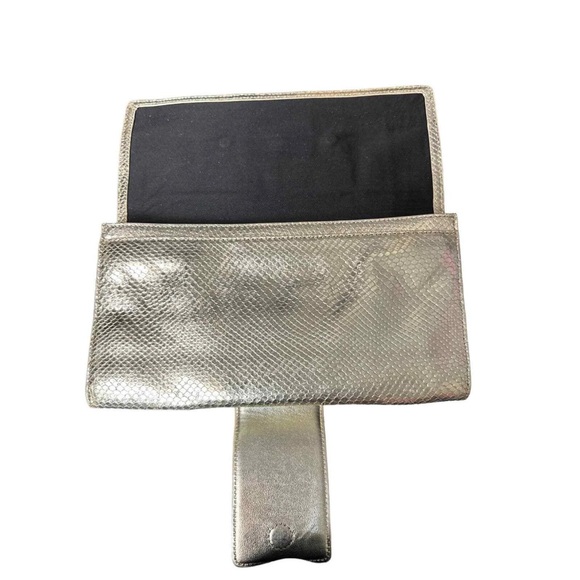 Club Monaco Gold Snakeskin Leather Envelope Clutch - Picture 2 of 9